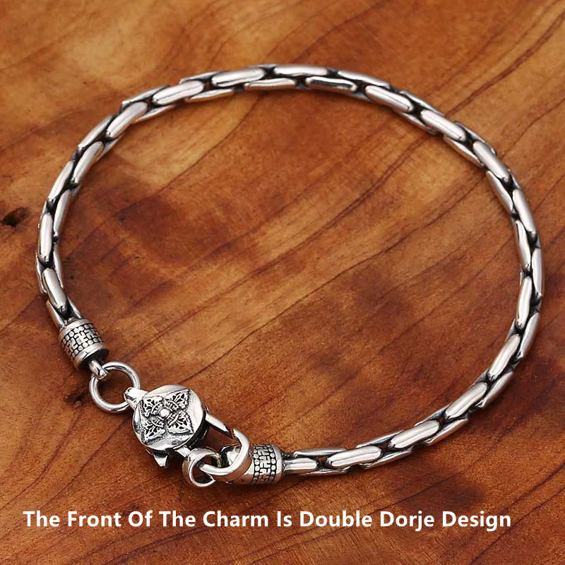 Fortune Jewel Tibetan Double Dorje Om Mani Padme Hum Buddha Swastika Vajra Strength Bracelet