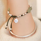 Fortune Jewel 925 Sterling Silver Natural Jade Fu Character Bamboo Abundance Bracelet