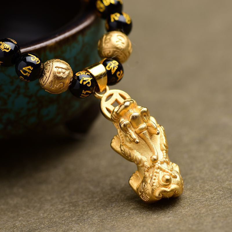 Fortune Jewel FengShui Obsidian PiXiu Wealth Necklace