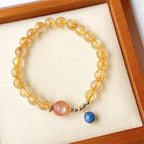 Fortune Jewel Natural Gold Rutilated Quartz Sun Stone Kyanite Wealth Bracelet