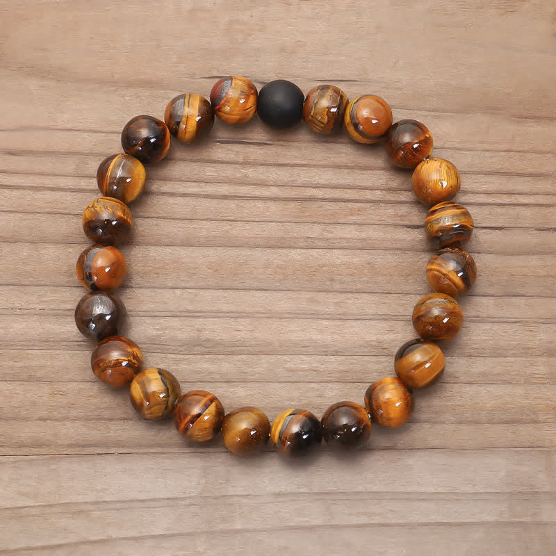 Fortune Jewel 108 Beads Mala Tiger Eye Protection Tassel Bracelet