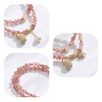 Fortune Jewel Strawberry Quartz Money Bag Positive Charm Double Wrap Bracelet