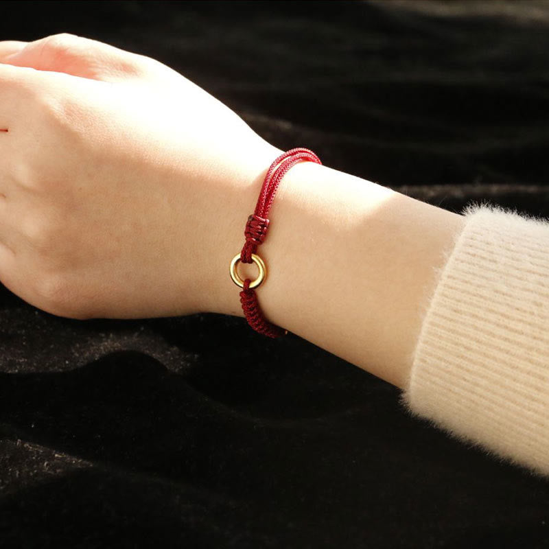Fortune Jewel Alloy Peace Buckle Luck Red String Bracelet