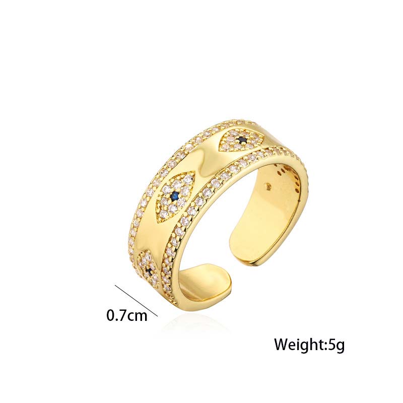 Fortune Jewel Evil Eye Luck Blessing Copper Alloy Ring