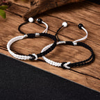 Fortune Jewel Handmade Black White Rope Braided Healing Bracelet
