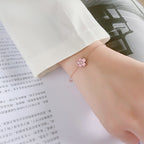 Fortune Jewel 925 Sterling Silver Cherry Blossom Blessing Chain Bracelet Rotatable Ring