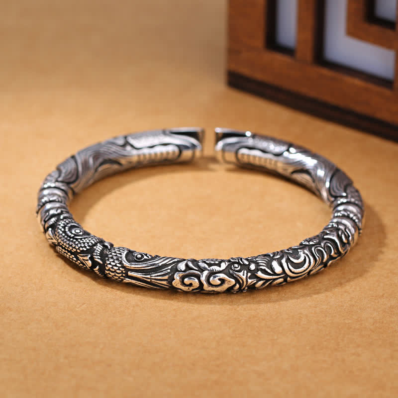 Fortune Jewel Dragon Head Carved Luck Bracelet Bangle Fortune Jewel