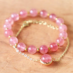 Fortune Jewel Sun Stone Strawberry Quartz Crystal Positive Bracelet