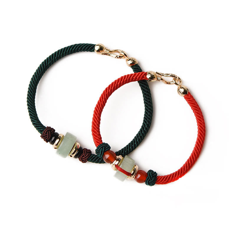 Fortune Jewel Tibetan Green Aventurine Luck Braid String Bracelet