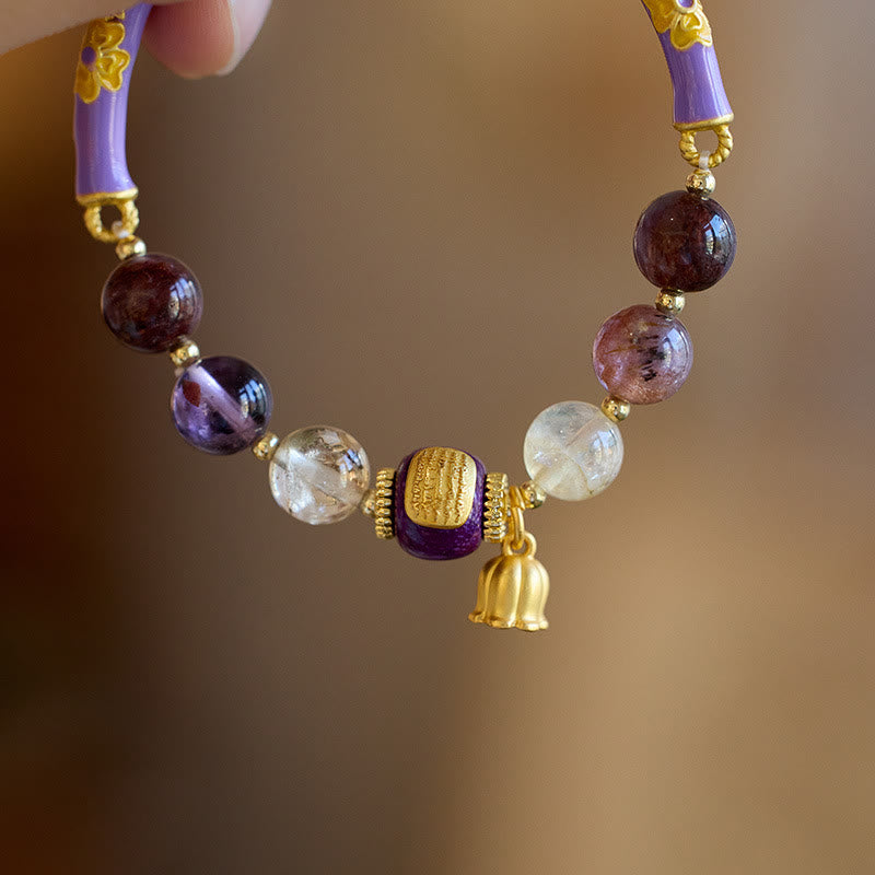 Fortune Jewel Purple Phantom Purple Jade Scripture Citrine Love Wisdom Bracelet Bangle