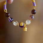 Fortune Jewel Purple Phantom Purple Jade Scripture Citrine Love Wisdom Bracelet Bangle