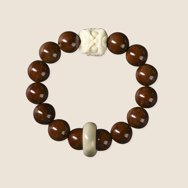 Fortune Jewel Purple Bodhi Seed Dancing Lion Wisdom Bracelet