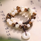 Fortune Jewel Bodhi Seed Green Sandalwood Lotus Peace Buckle Harmony Double Wrap Bracelet