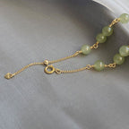 Fortune Jewel 14k Gold Plated Hetian Jade Beaded Prosperity Chain Bracelet