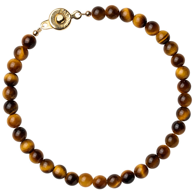 Fortune Jewel 14K Gold Plated Natural Tiger Eye Stone Courage Protection Bracelet