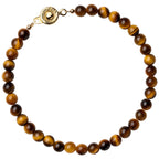Fortune Jewel 14K Gold Plated Natural Tiger Eye Stone Courage Protection Bracelet