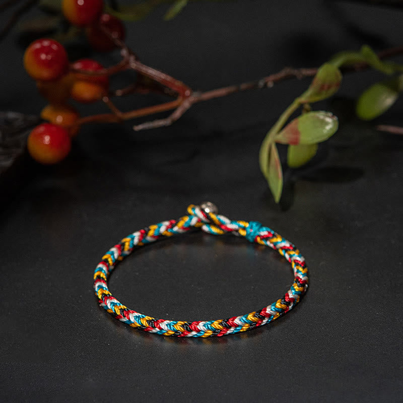 Fortune Jewel Tibet Handmade Five Color Thread Protection Braid String Bracelet