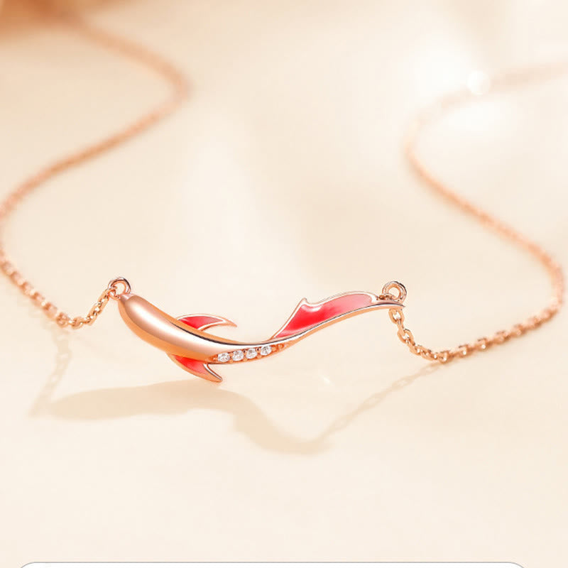 Fortune Jewel 925 Sterling Silver Koi Fish Luck Zircon Prosperity Necklace Pendant