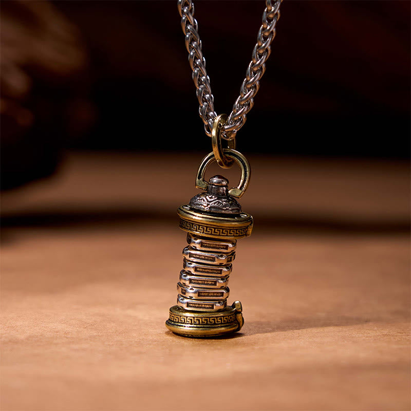 Fortune Jewel Yin Yang Tower Copper Balance Rotatable Necklace Pendant Fortune Jewel
