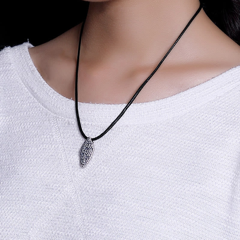 Fortune Jewel Tibetan 925 Sterling Silver Om Mani Padme Hum Dorje Vajra Engraved Strength Necklace Pendant