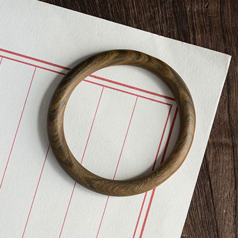 Fortune Jewel Tibetan Small Leaf Red Sandalwood Ebony Green Sandalwood Protection Bracelet Bangle