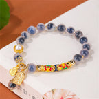 Fortune Jewel Natural Blue Candy Agate Amulet Strength Bracelet