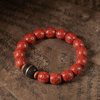 Fortune Jewel Natural Cinnabar Ebony Calm Blessing Bracelet