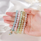 Fortune Jewel Simple Design Flower Charm Glass Bead Bracelet
