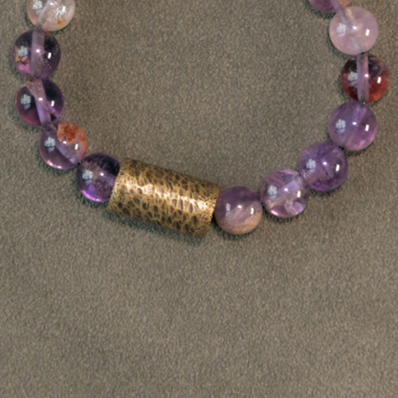 Fortune Jewel White Crystal Red Hematoid Quartz Gold Rutilated Quartz Purple Phantom Protection Bracelet