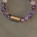 Fortune Jewel White Crystal Red Hematoid Quartz Gold Rutilated Quartz Purple Phantom Protection Bracelet