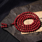 Fortune Jewel 108 Mala Beads Cinnabar Om Mani Padme Hum Pattern Engraved Blessing Bracelet
