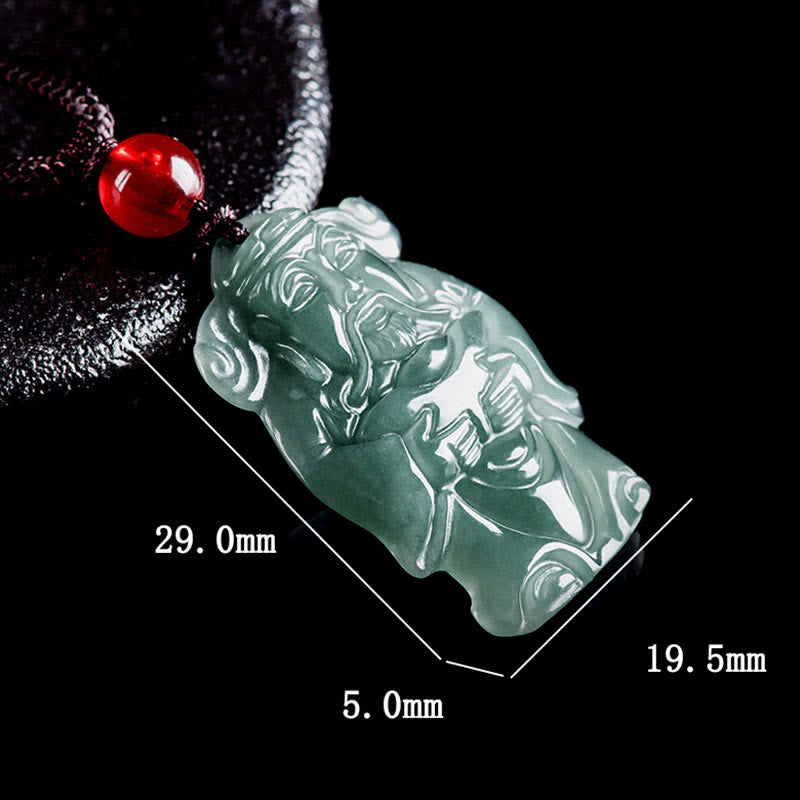 Fortune Jewel Natural Green Jade Chinese God of Wealth Caishen Ingot Abundance Necklace Pendant