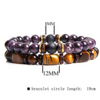 Fortune Jewel 2PCS Healing Crystal Emperor Stone Tiger Eye Bead Bracelet