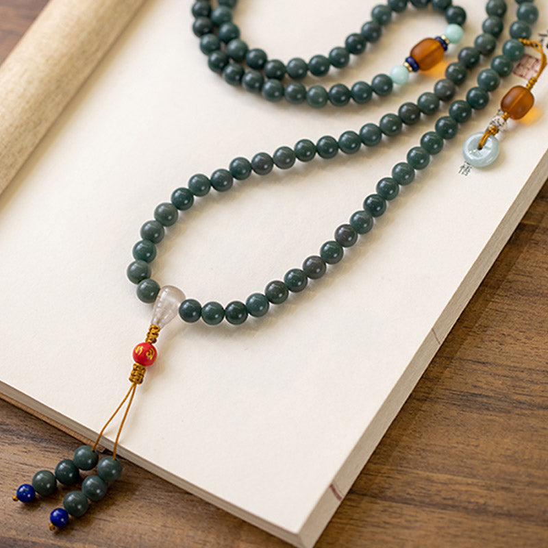 Fortune Jewel 108 Beads Bodhi Seed Blessing Meditation Bracelet Mala