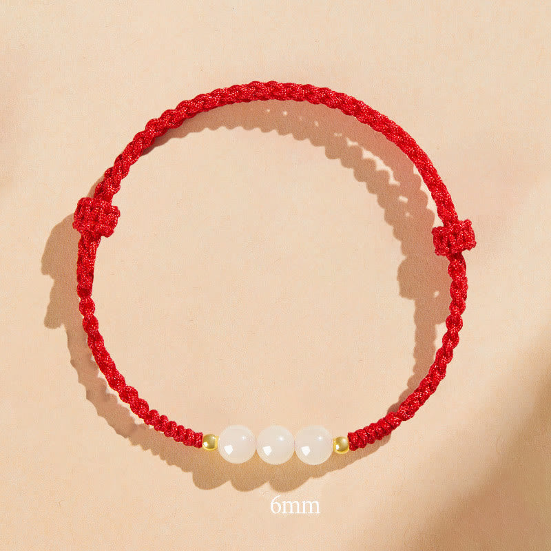 Fortune Jewel Handcrafted Round Jade Lucky Bead Prosperity Braided Bracelet