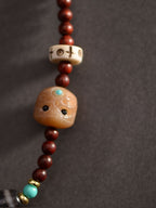 Red Sandalwood Tibetan Dzi Bead Pendant