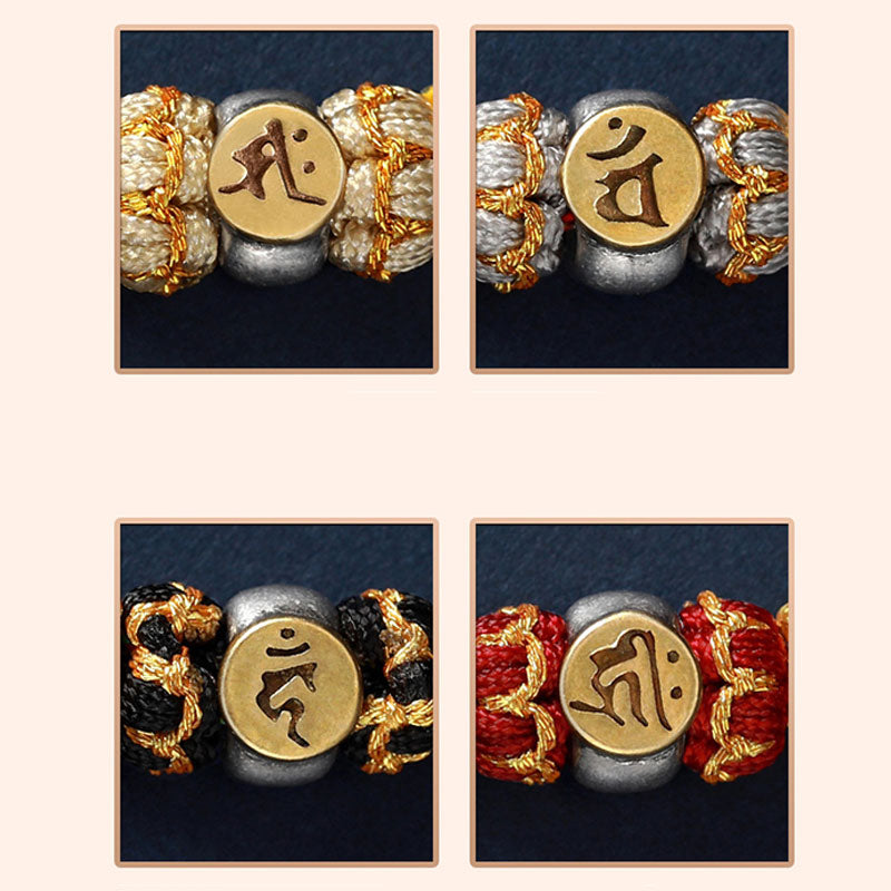 Fortune Jewel Chinese Zodiac Natal Buddha Silver Luck Braided String Bracelet