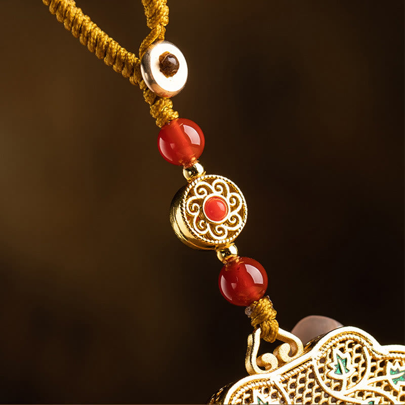 Fortune Jewel Lock of Good Wishes Fu Character Luck Blessing Key Chain