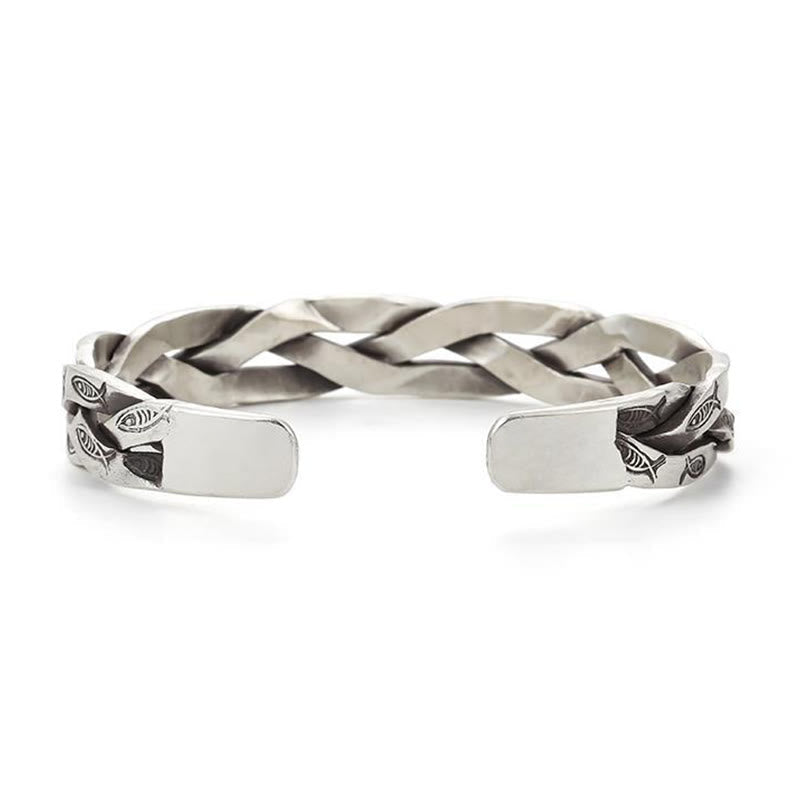 Fortune Jewel Koi Fish Twisted Design Luck Wealth Cuff Bracelet Bangle
