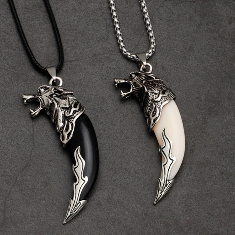 Fortune Jewel Imitation Wolf Tooth Titanium Steel Balance Necklace Pendant
