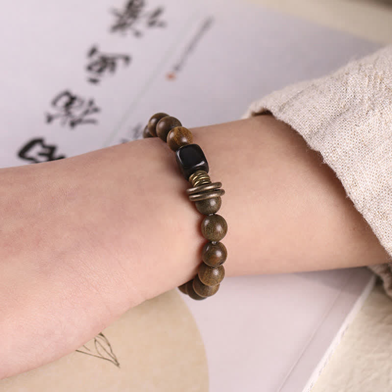 Fortune Jewel Tibetan Green Sandalwood Crystal Soothing Peace Bracelet