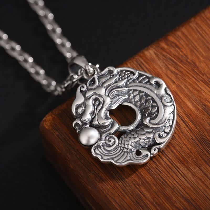 Fortune Jewel Koi Fish Dragon Peace Buckle Wealth Necklace Pendant Fortune Jewel