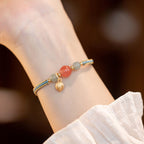 Fortune Jewel Red Agate Jade Lotus Confidence Calm String Bracelet