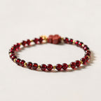 Fortune Jewel 14K Gold Plated Natural Garnet Cinnabar Flower Calm Bracelet