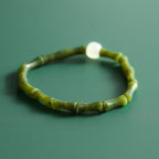Fortune Jewel Green Bamboo Jade Pattern Luck Abundance Bracelet