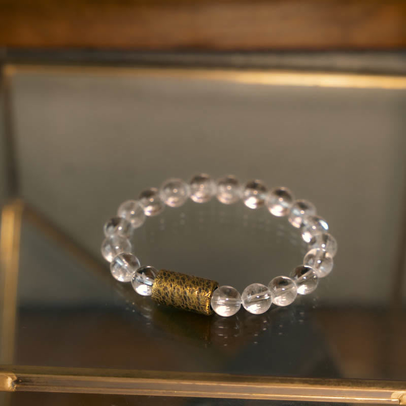 Fortune Jewel White Crystal Red Hematoid Quartz Gold Rutilated Quartz Purple Phantom Protection Bracelet