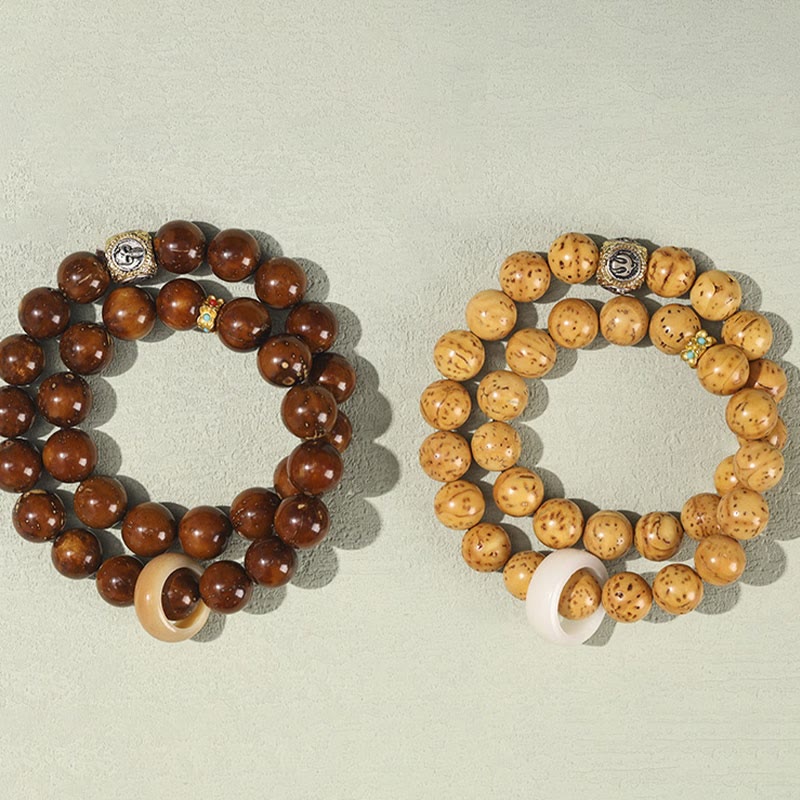 Fortune Jewel Tibetan Natural Purple Gold Rat Bodhi Seed Wealth Double Wrap Bracelet