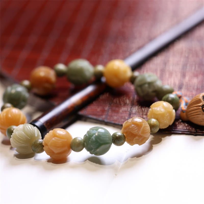Fortune Jewel Bodhi Seed Lotus Green Sandalwood Wisdom Harmony Bracelet