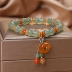 Fortune Jewel Natural Jade Bamboo Flower Pattern Luck Bracelet