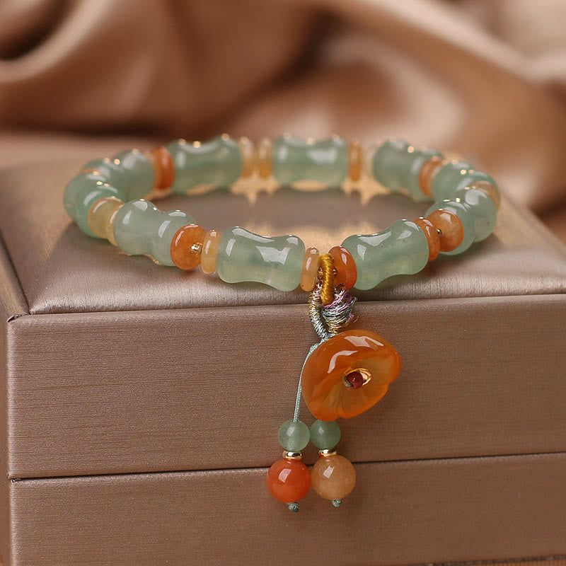 Fortune Jewel Natural Jade Bamboo Flower Pattern Luck Bracelet